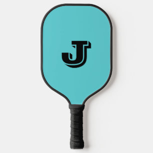 Raquette De Pickleball Rétro Bleu Aqua Minimaliste Monogrammé