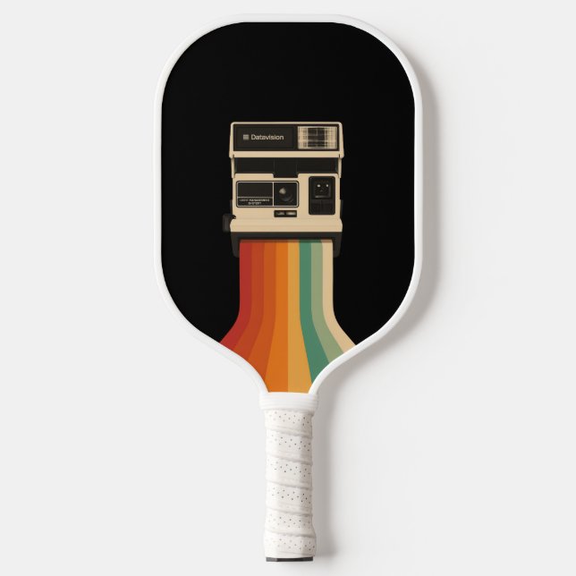 Raquette De Pickleball Retro Camera with Rainbow Print (Recto)