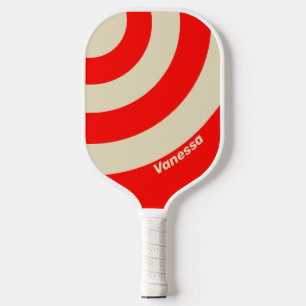 Raquette De Pickleball Rétro Cerise Trois Cercles Rayure avec Nom
