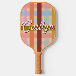 Raquette De Pickleball Retro CUSTOM Name Woven Roller Stripes