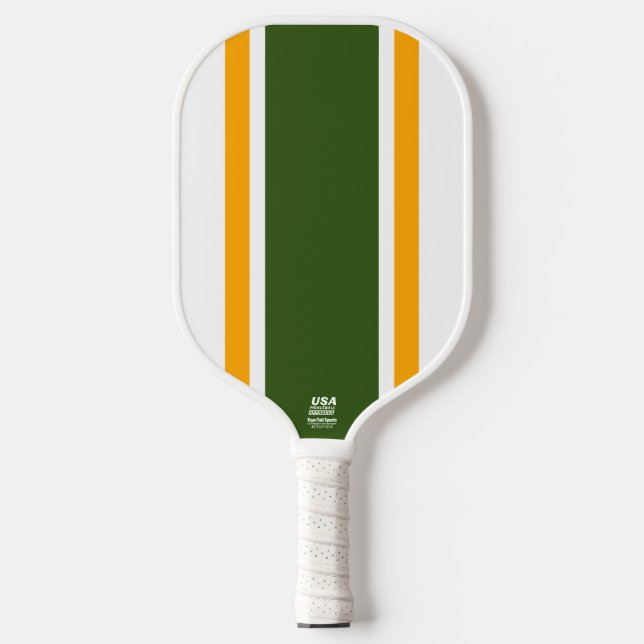 Raquette De Pickleball Retro Forest Green Yellow White Racing Stripes (Recto)