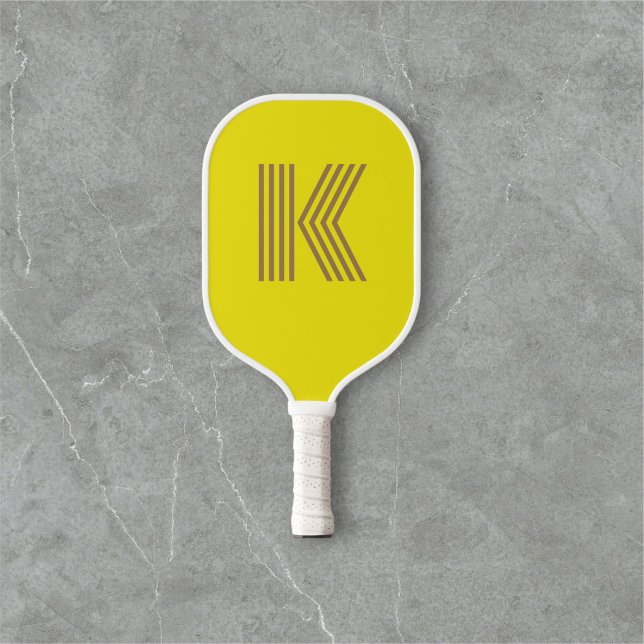 Raquette De Pickleball Retro Monogram Yellow (Créateur téléchargé)
