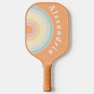 Raquette De Pickleball Retro personnalisé Rainbow Pastel