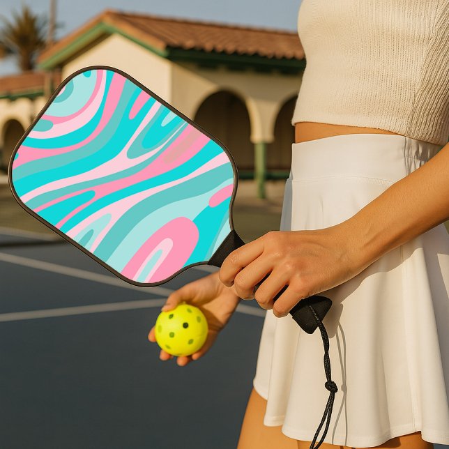 Raquette De Pickleball Retro Pink Aqua  (Créateur téléchargé)