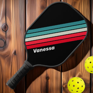 Raquette De Pickleball Rétro Rayé Camouflé avec Nom