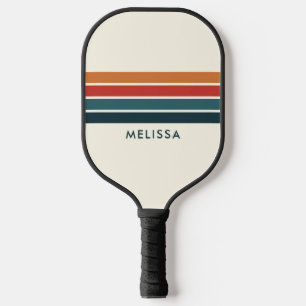 Raquette De Pickleball Retro Stripes Nom personnalisé