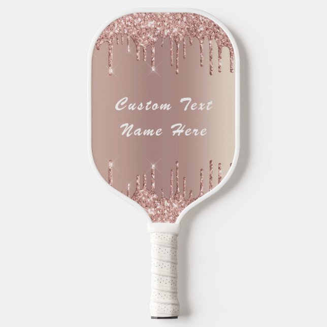 Raquette De Pickleball Rose Blush Parties scintillant Nom du texte Pickle (Recto)