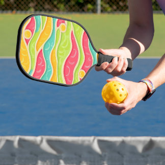RAQUETTE DE PICKLEBALL ROSE JAUNE VERT BLEU VAGUES D'ÉTÉ