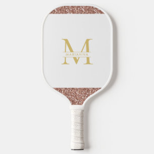 Raquette De Pickleball Rose Parties scintillant rose or élégant Monogramm