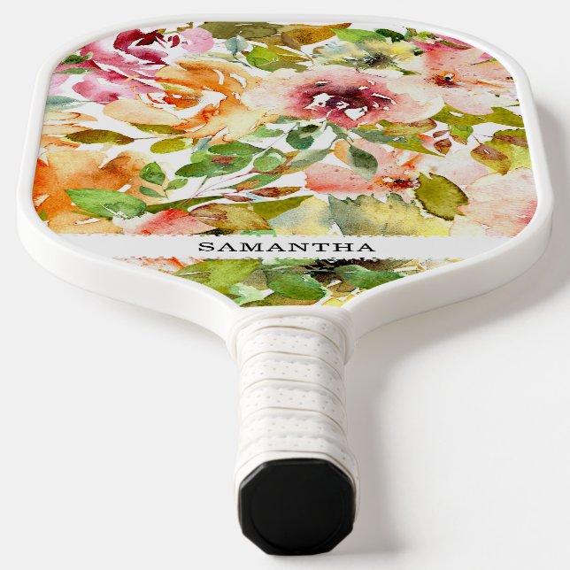 Raquette De Pickleball Rose pastel élégant et féminin peint à la main (Poser)