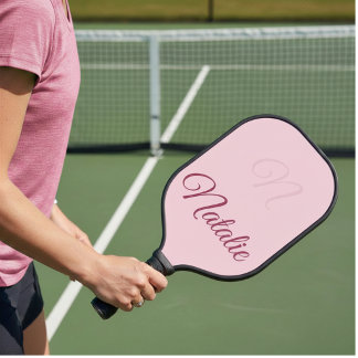 Raquette De Pickleball Rose pastel uni monogrammé