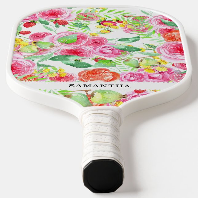 Raquette De Pickleball Roses roses roses élégantes dessinées à la main, m (Poser)