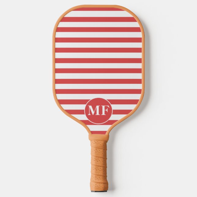 Raquette De Pickleball Rouge et blanc Bandes de Cabana Rouge (Recto)