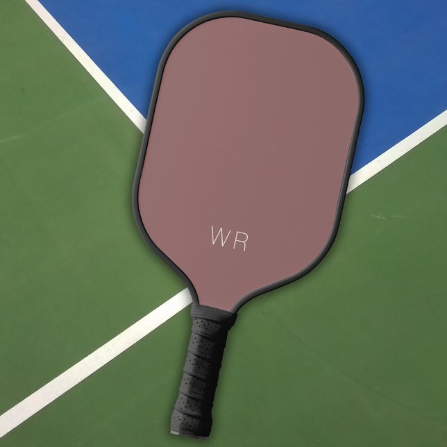 Raquette De Pickleball Rouge rose simple avec Initiales Monogrammes (Créateur téléchargé)