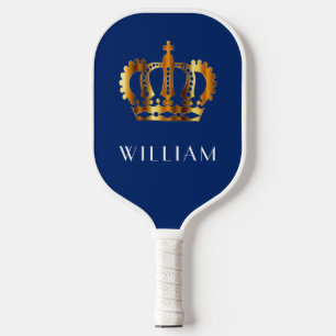Raquette De Pickleball Royal Faux Gold Crown Blue Customisé