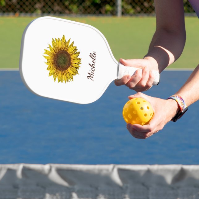 Raquette De Pickleball Rustic Sunflower Boho Botanical Personalized (Insitu)