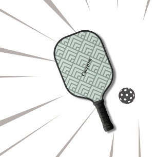 Raquette De Pickleball Sage Green Motif géométrique Moderne Monogramme