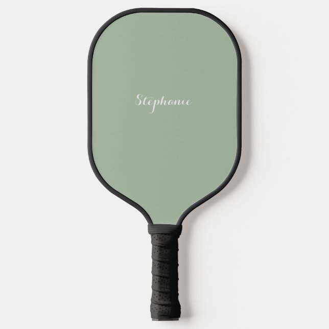 Raquette De Pickleball Sage Green Nom Moderne Élégant Monogramme Boho (Recto)