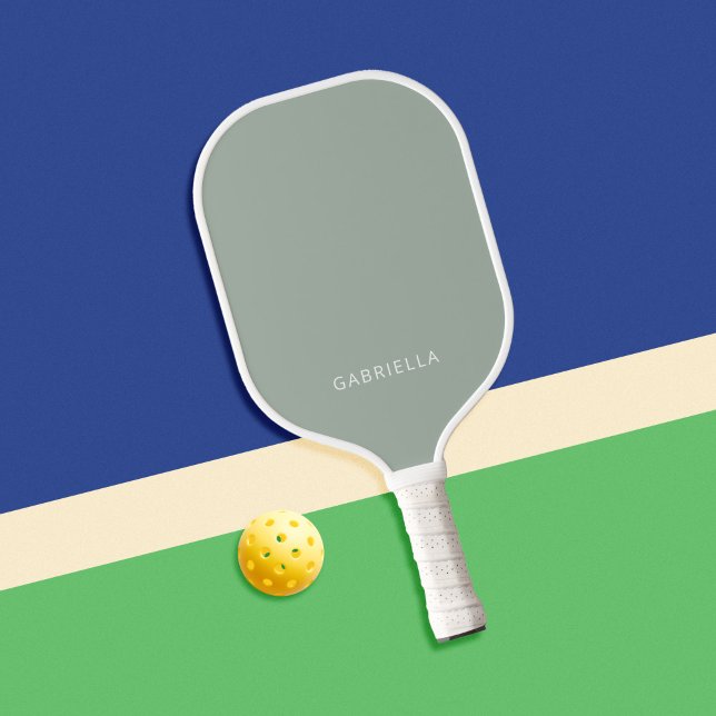 Raquette De Pickleball Sage vert minimaliste moderne Nom personnalisé (Créateur téléchargé)