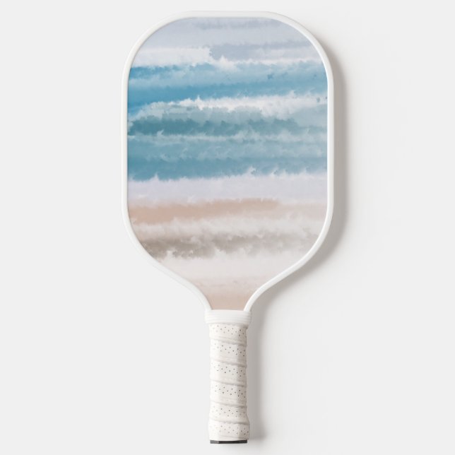 Raquette De Pickleball Sandy Beach Ocean Waves Aquarelle Abstraite (Recto)