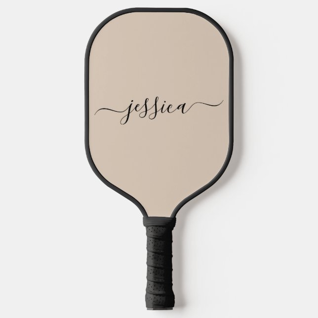 Raquette De Pickleball Script beige moderne nom pagaie à pickleball (Recto)