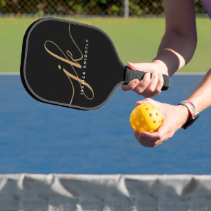 Raquette De Pickleball Script élégant Monogramme Initiales Nom Couleur pe