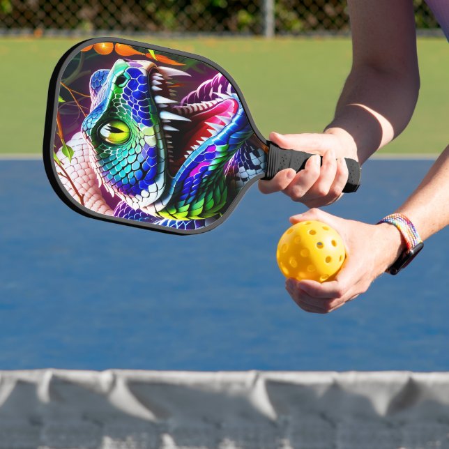 Raquette De Pickleball Serpent de Cobra aux écailles turquoise et bleue v (Insitu)