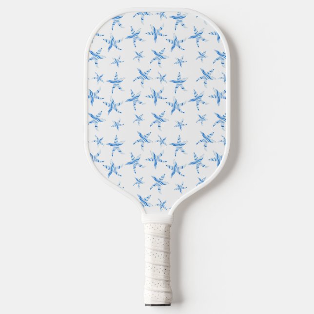 Raquette De Pickleball silhouette bleue de l'étoile de mer (Recto)