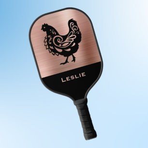 Raquette De Pickleball Silhouette de poulet fantaisie en cuivre faux et n