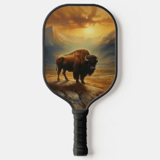 Raquette De Pickleball Silhouette du coucher de soleil de bison de buffle