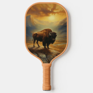 Raquette De Pickleball Silhouette du coucher de soleil de bison de buffle