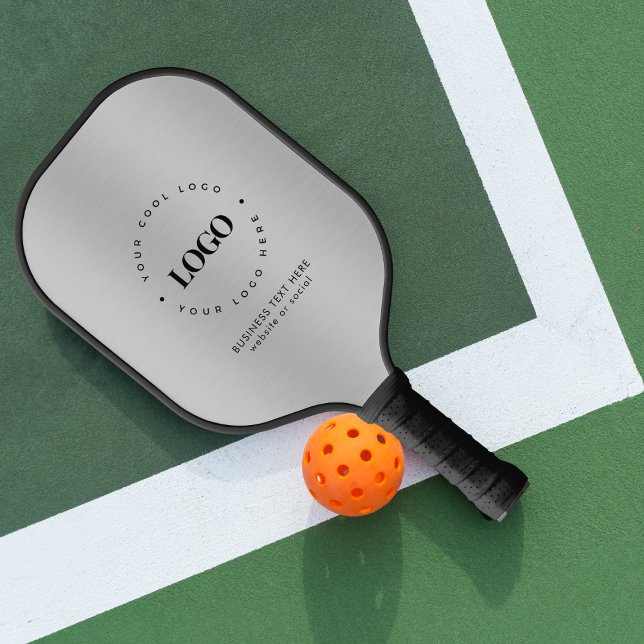 Raquette De Pickleball Silver Metallic Grey Ajouter Entreprise Logo Perso (Créateur téléchargé)