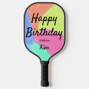 Raquette De Pickleball simple calligraphie minimum heureux anniversaire p
