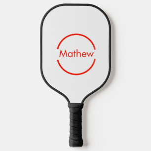 Raquette De Pickleball simple cercle rouge ajouter votre nom lettre texte