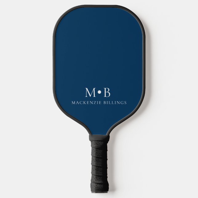 Raquette De Pickleball Simple Classic Monogramme Nom Couleur personnalisé (Recto)