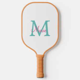 Raquette De Pickleball simple minimal add name monogram green pink blue t