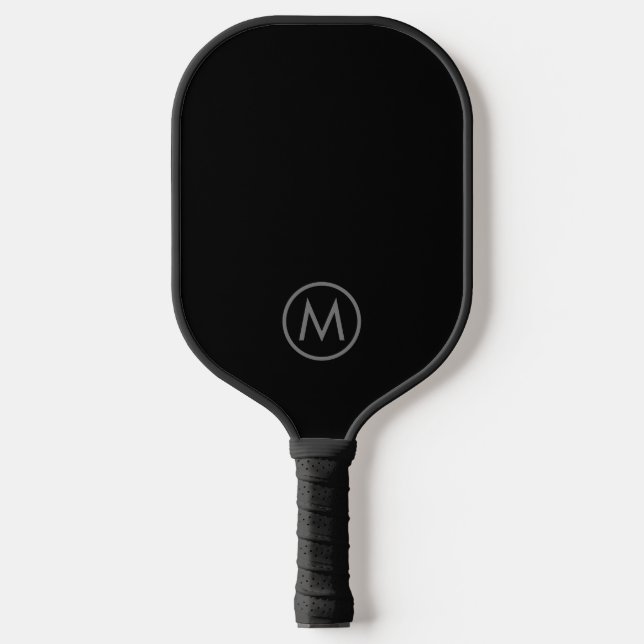 Raquette De Pickleball Simple minimaliste personnalisé gris initial noir (Recto)