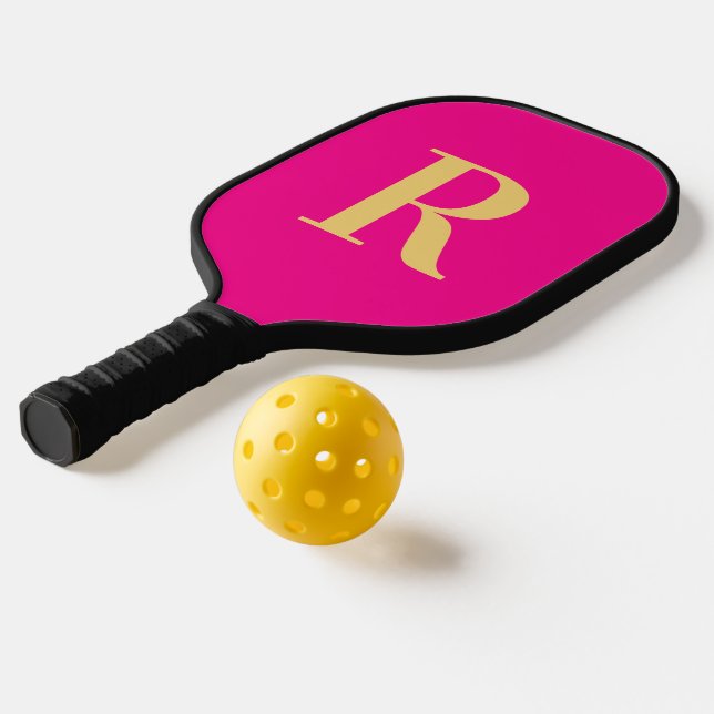 Raquette De Pickleball Simple Monogram Modern Hot Pink (Mise en page 2)