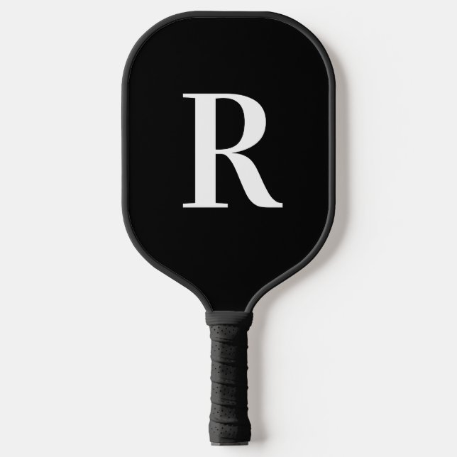 Raquette De Pickleball Simple Monogramme noir et blanc (Recto)
