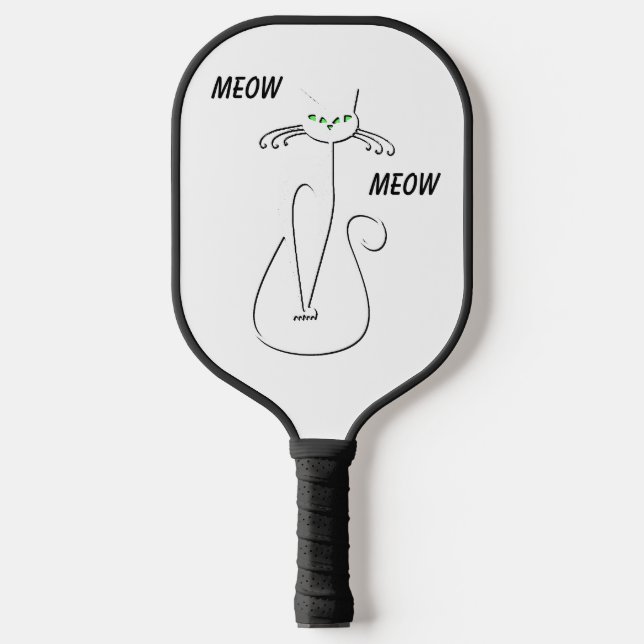 Raquette De Pickleball Slinky Black Cat Meow Meow Texte Personnalisé Yeux (Recto)