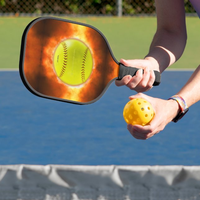 Raquette De Pickleball SlipperyJoe's jaune balle de feu de balle de feu r (Insitu)