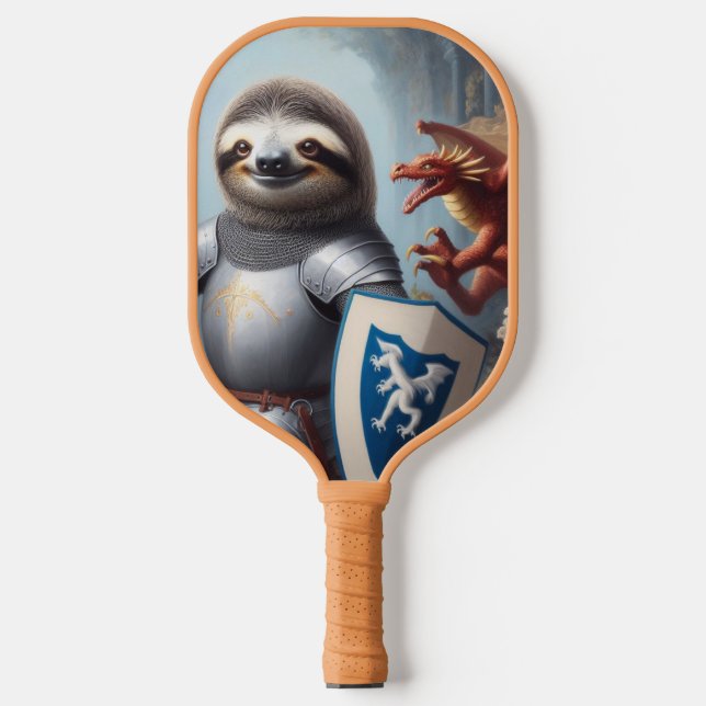 Raquette De Pickleball Sloth Knight Fighting Dragons (Recto)