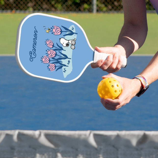 Raquette De Pickleball Snoopy d'arachides et Fleur de bois | Ajouter Votr (Insitu)