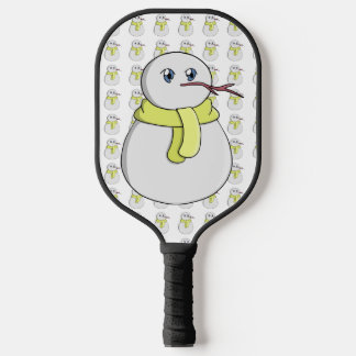 Raquette De Pickleball Snowman portant une écharpe jaune