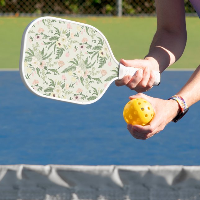 Raquette De Pickleball Soft Mint Green Garden Motif (Insitu)