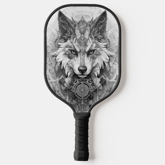 Raquette De Pickleball Solarpunk Loup rouge et blanc (Verso)