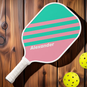 Raquette De Pickleball Sport Beach Breeze Nostalgic Stripes avec nom