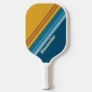 Raquette De Pickleball Sport Bleu Rayé Soleil avec Nom