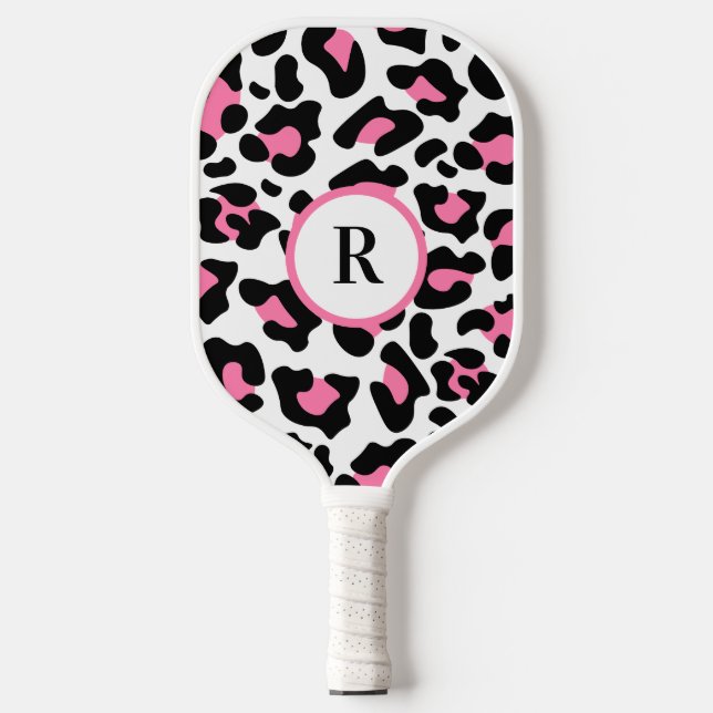 Raquette De Pickleball Sport Cute Pink Fun Animal Print Monogram  (Recto)
