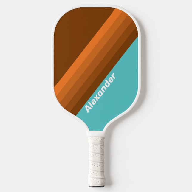 Raquette De Pickleball Sport Desert Teal Stripes with Name (Recto)